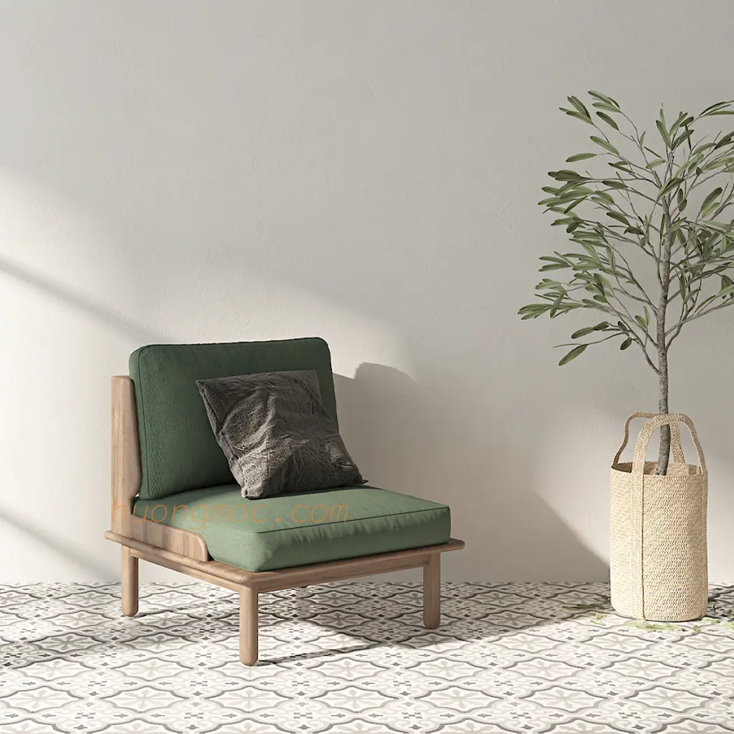 Sofa Đơn Sline 02 n-vải xanh