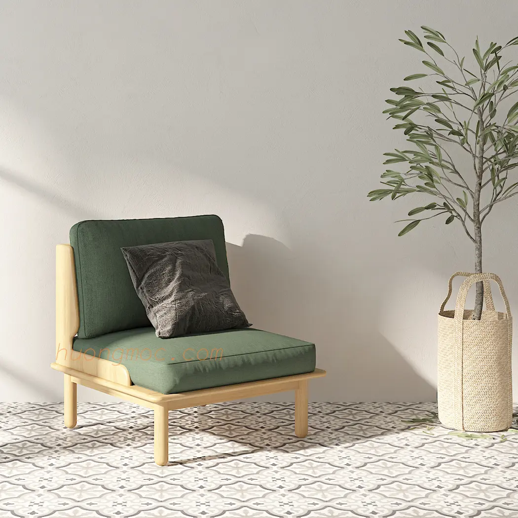 Sofa Đơn Sline 02 tn-vải xanh