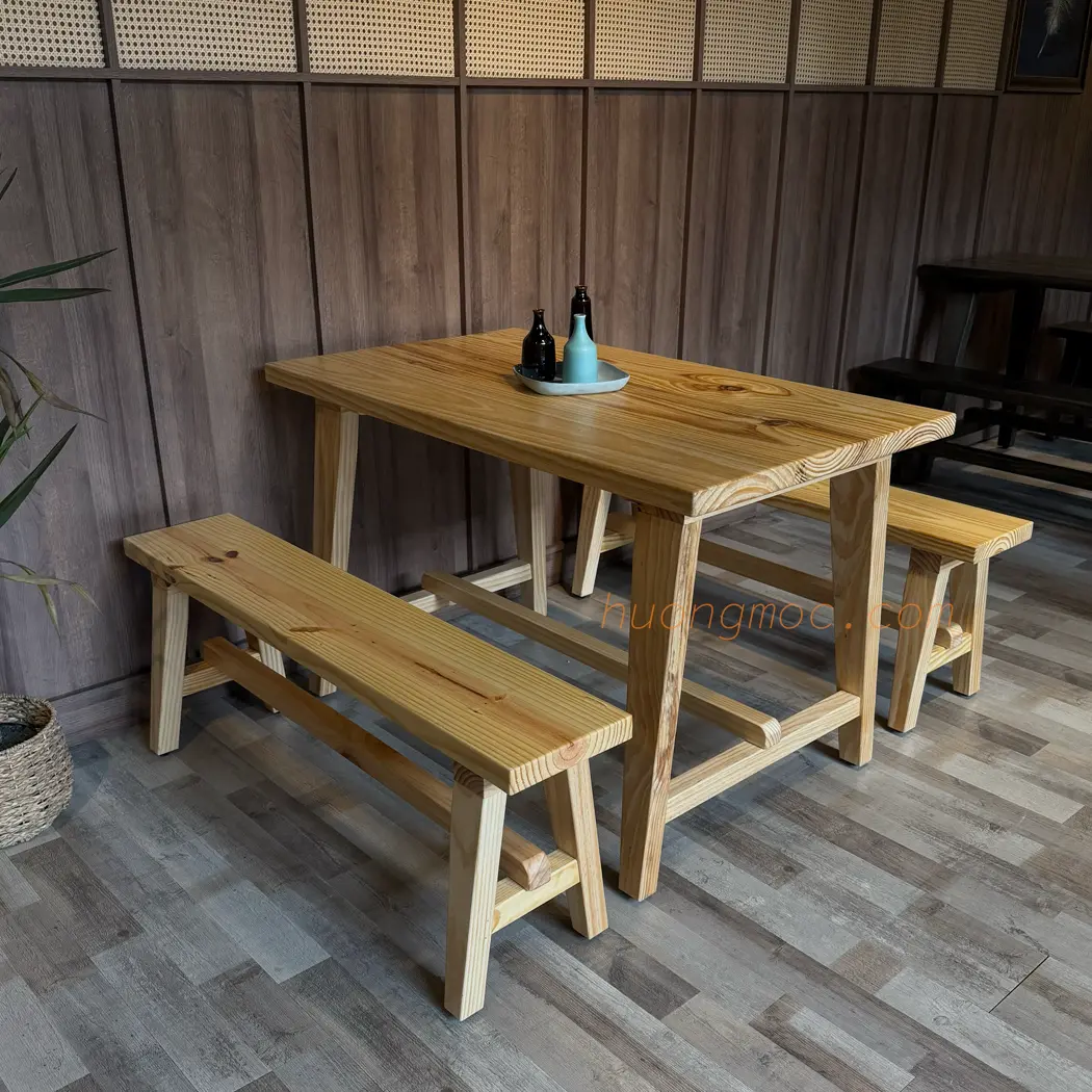 Bàn ăn m2 ghế băng m2 1.4m b tn