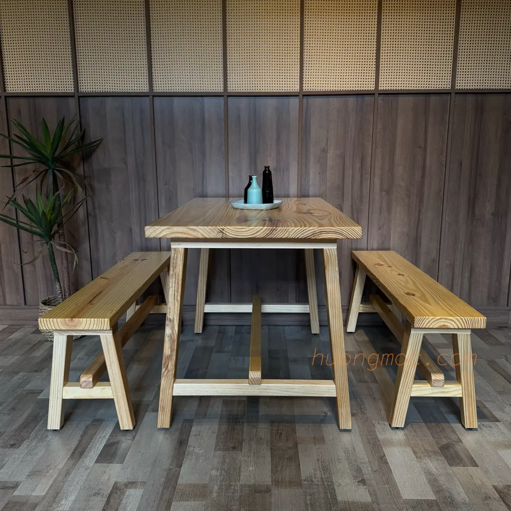 Bàn ăn m2 ghế băng m2 1.4m zz tn